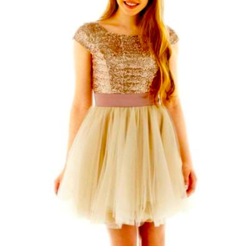 Nude Sequin Tulle Dress